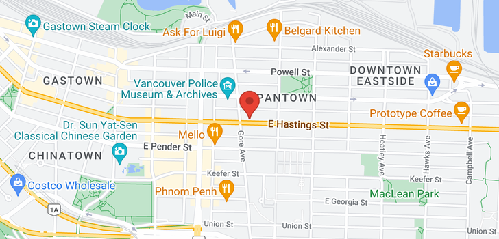 map of 317 E HASTINGS STREET